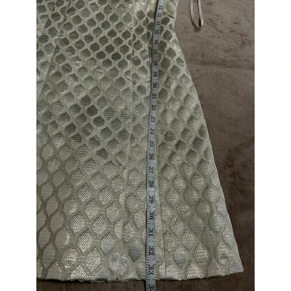Cremieux Metallic Silver Sleeveless Dress Size 6 Textured Pattern Shift Wedding - Picture 5 of 6